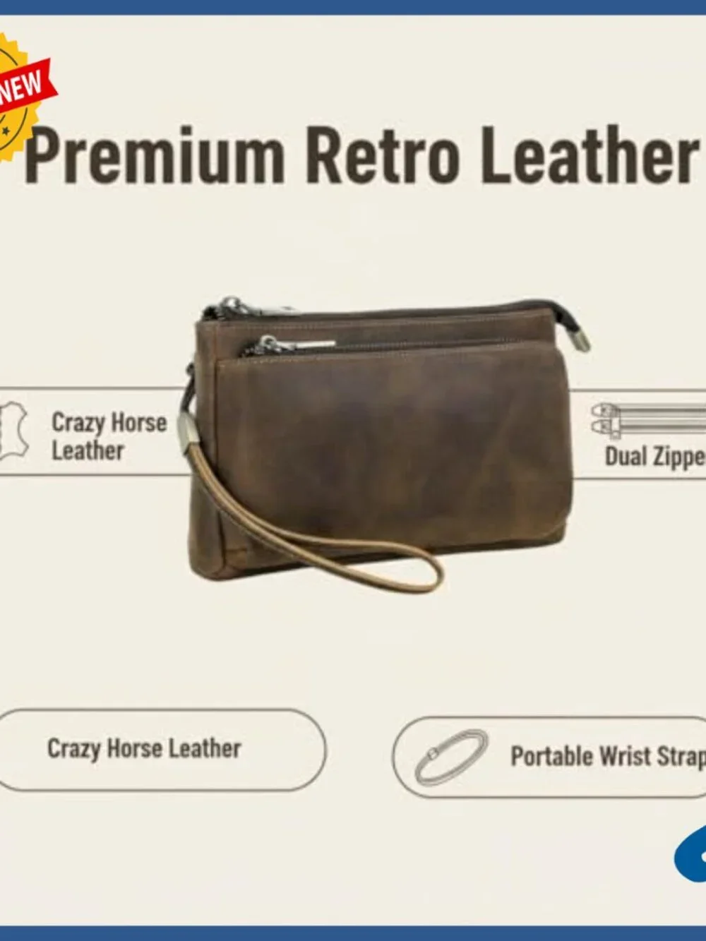 Vintage Leather Clutch Wristlet with RFID Blocking Large Capacity